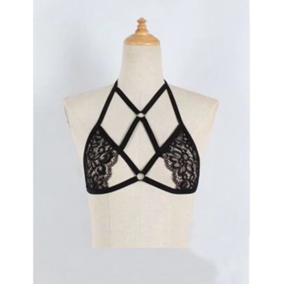 Sexy Criss Cross Strappy Lace Bralette Lingerie - Picture 2 of 6
